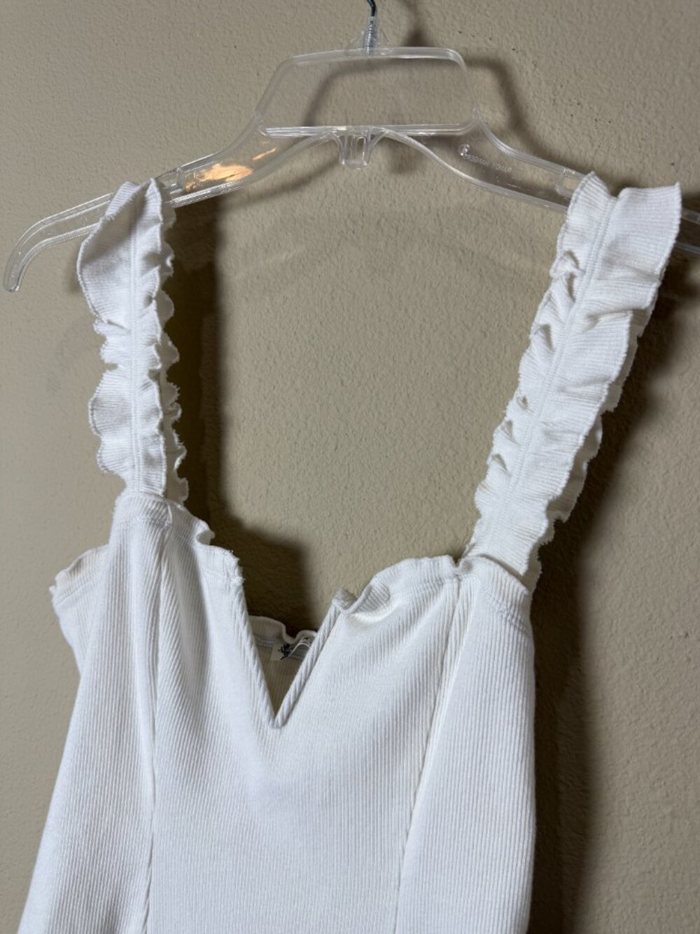 Intimately Free People Ruffle V-Neck Ribbed Mini Dress / Slip Size Small - Picture 2 of 10